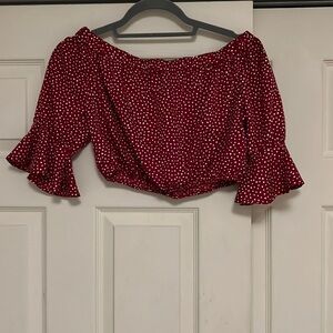 COPY - Red polka dots crop top bell sleeve
